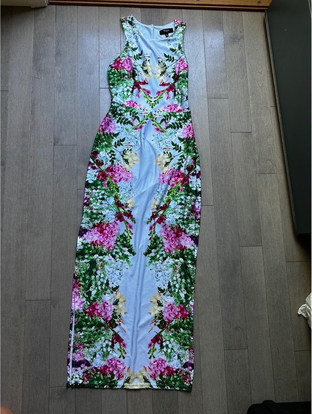 Guess Floral Sleeveless Maxi wedding prom formal Dress keyhole back size 0